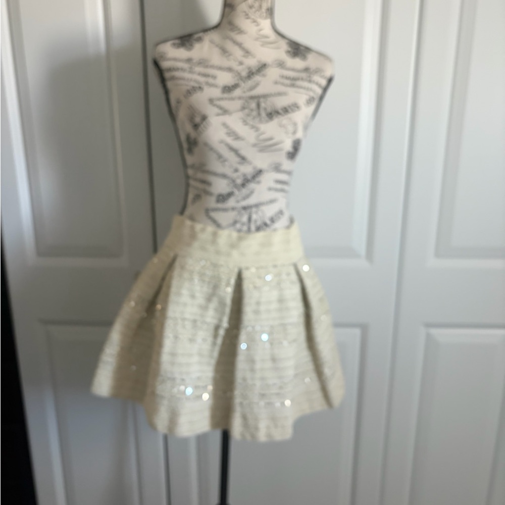 Ginger G Cream A-Line Skirt with Shimmer
